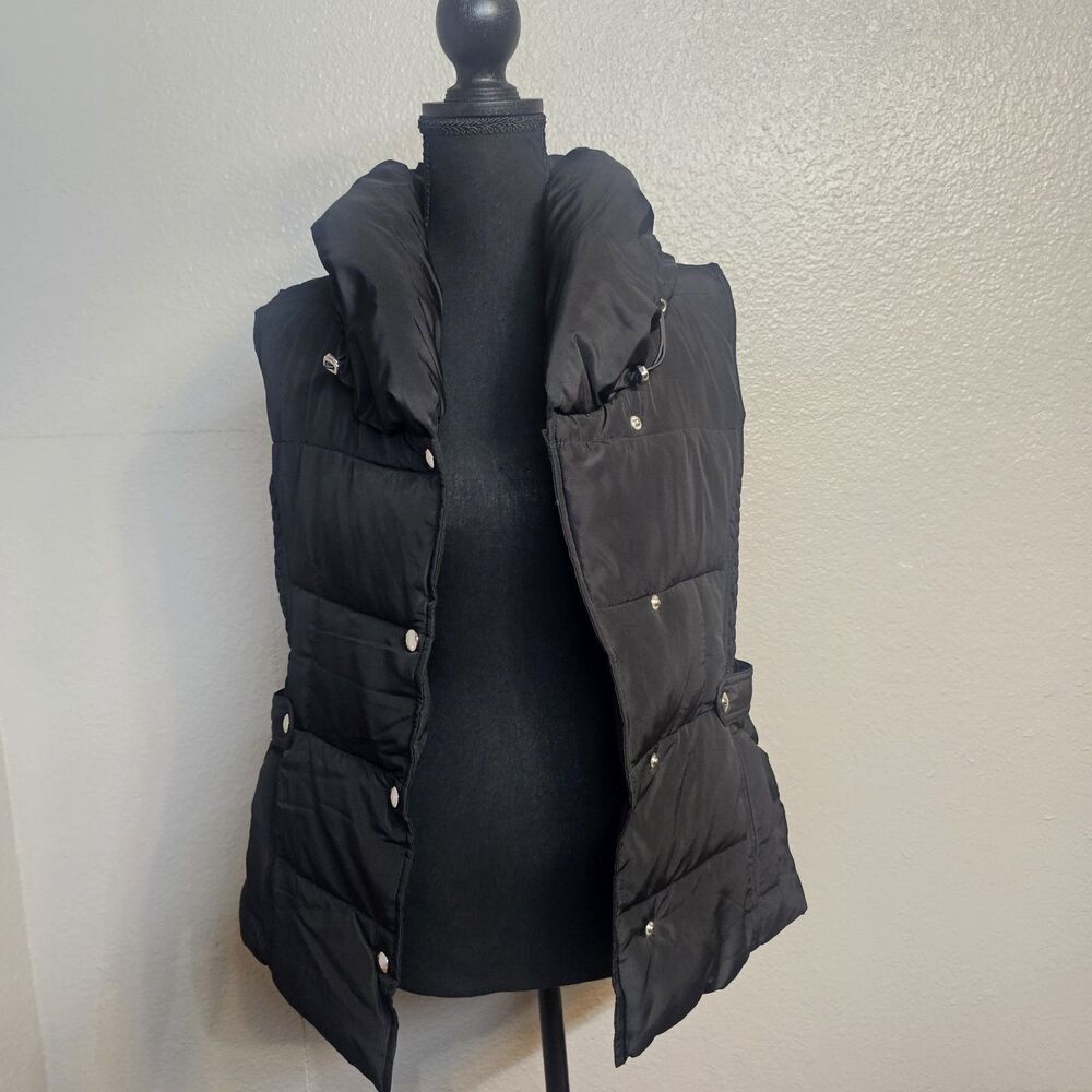 Marc New York Andrew Marc Black Quilted Puffer Vest Hooded Womens M Cozy X845